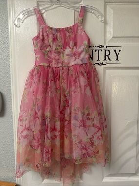 Zhenzi Pink Floral Layered Tulle Waterfall Dress
